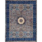 El Dokuma Mavi Memlük Yün Halı (250x310 cm)