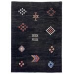 El Dokuma Siyah Modern Yün Halı (120x180 cm)