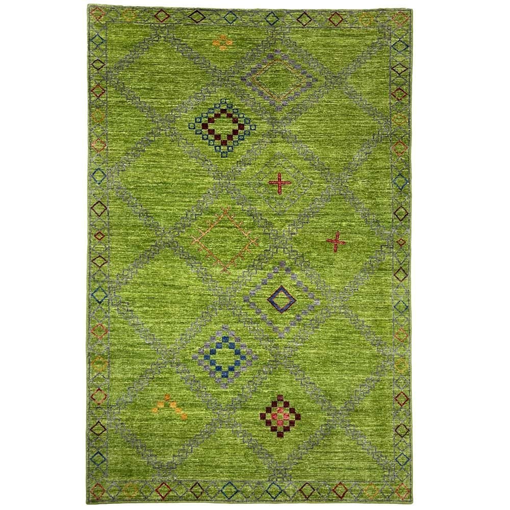 El Dokuma Yeşil Modern Yün Halı (160x240 cm)