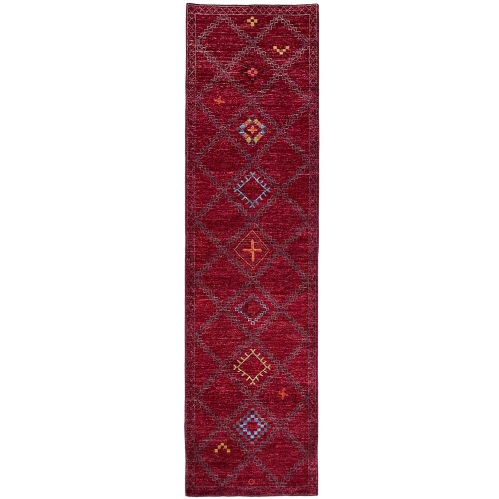 El Dokuma Bordo Modern Yün Yolluk Halı (85x285 cm)