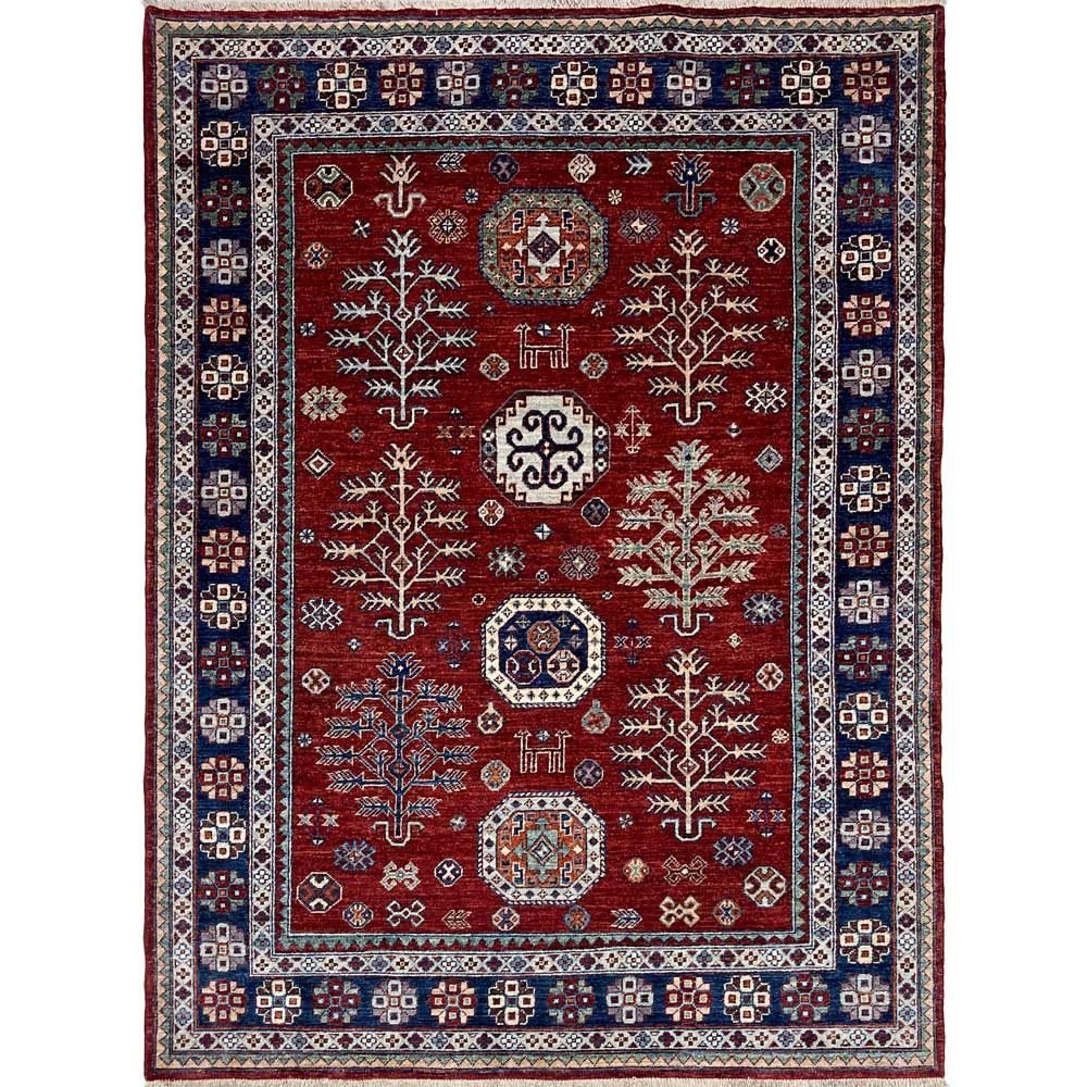 El Dokuma Bordo Afgan Kabile Yün Halı (155x210 cm)