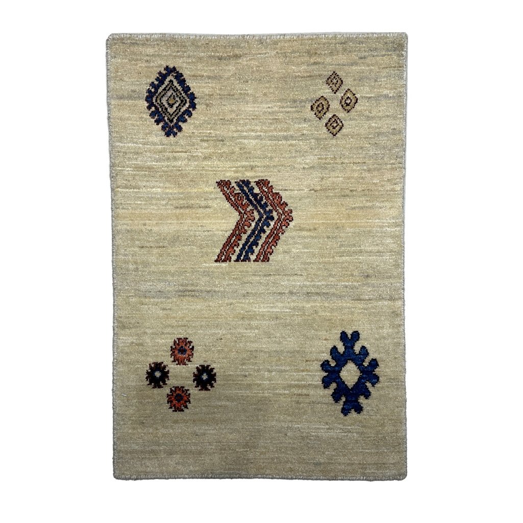 El Dokuma Bej Modern Yün Halı (60x90 cm)