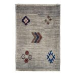 El Dokuma Gri Modern Yün Halı (60x90 cm)