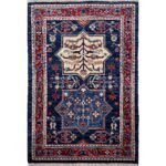El Dokuma Mavi Afgan Kabile Yün Halı (80x120 cm)