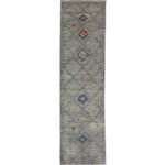 El Dokuma Natural Gri Modern Yün Yolluk Halı (80x300 cm)