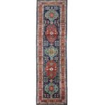 El Dokuma Lacivert Afgan Kabile Yün Yolluk Halı (85x300 cm)