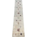 El Dokuma Krem Modern Yün Yolluk Halı (80x380 cm)