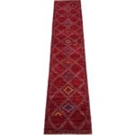 El Dokuma Bordo Modern Yün Yolluk Halı (85x385 cm)