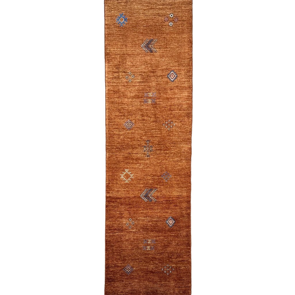 El Dokuma Turuncu Modern Yün Yolluk Halı (85x300 cm)