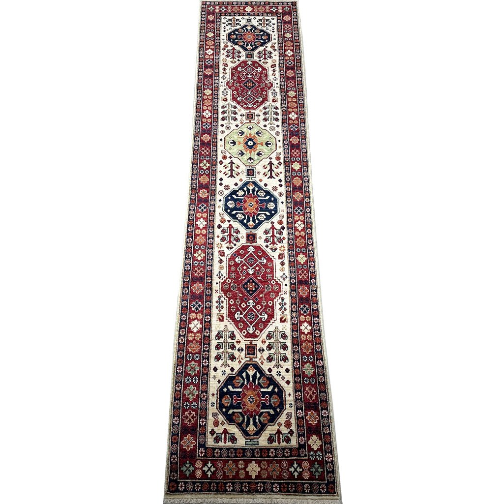 El Dokuma Afgan Kabile Yün Yolluk Halı (80x390 cm)