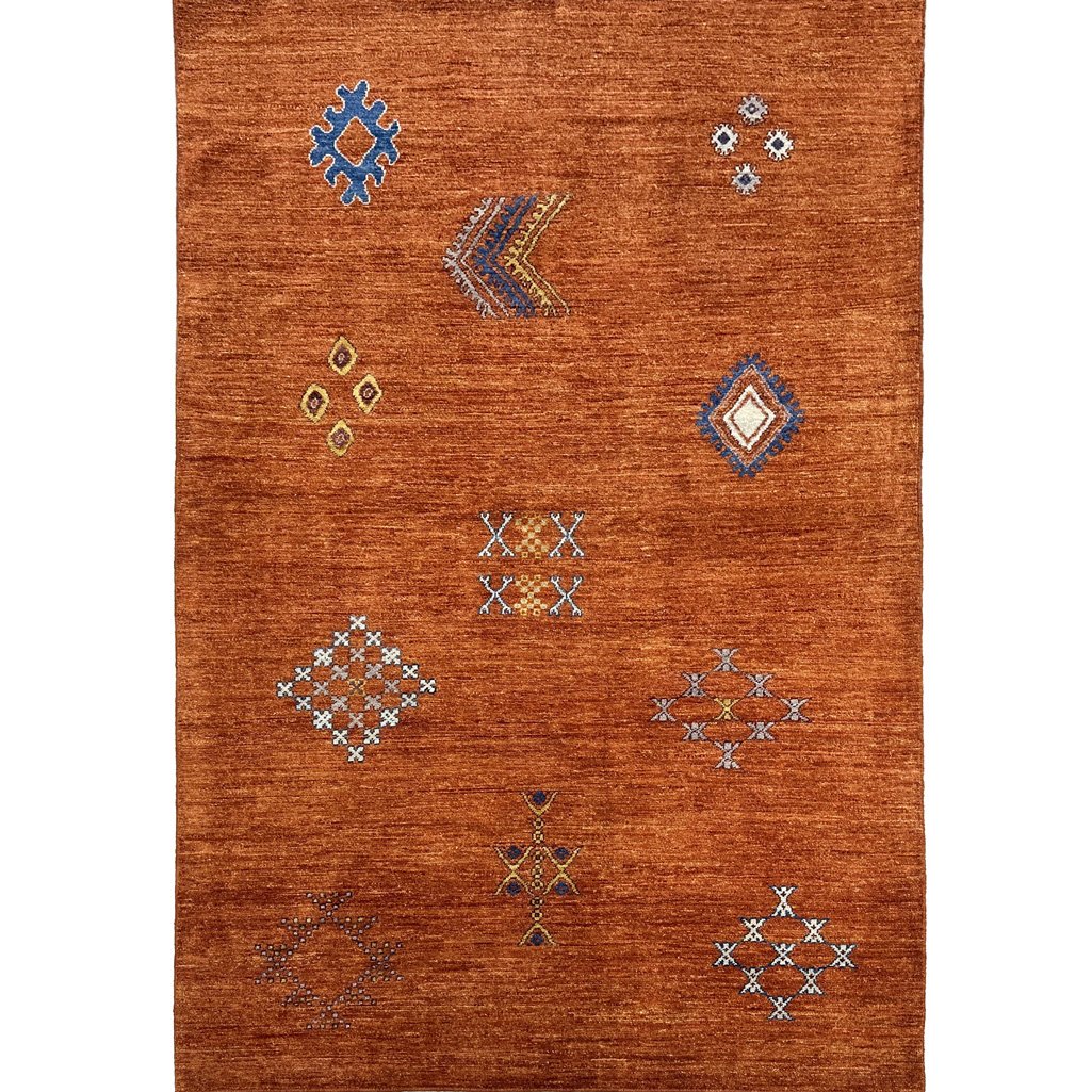 El Dokuma Turuncu Modern Yün Halı (150x240 cm)