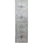 El Dokuma Gri Modern Yün Yolluk Halı (75x250 cm)