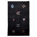 El Dokuma Siyah Modern Yün Halı (90x150 cm)
