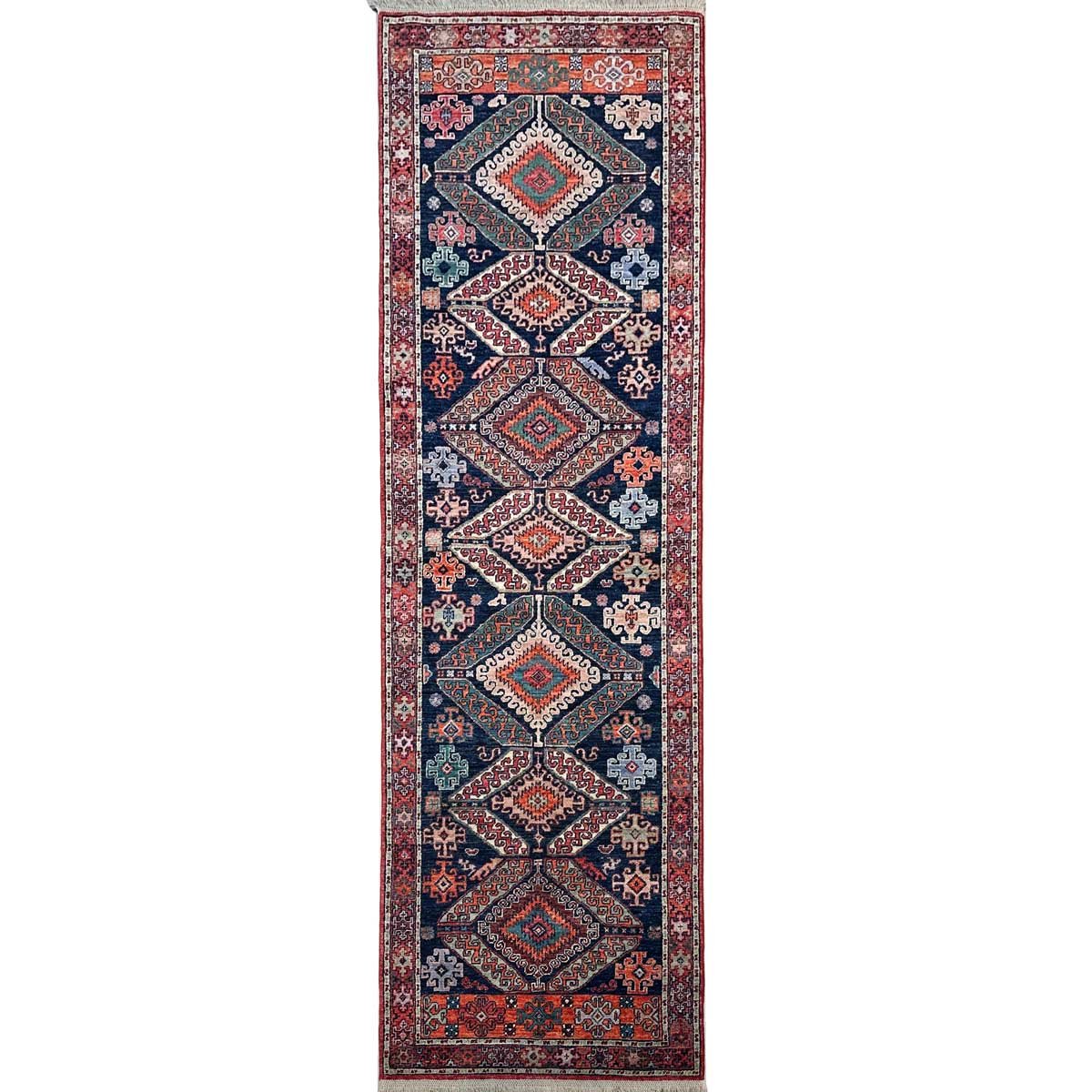 El Dokuma Kaşkai İran Yün Yolluk Halı (90x310 cm)