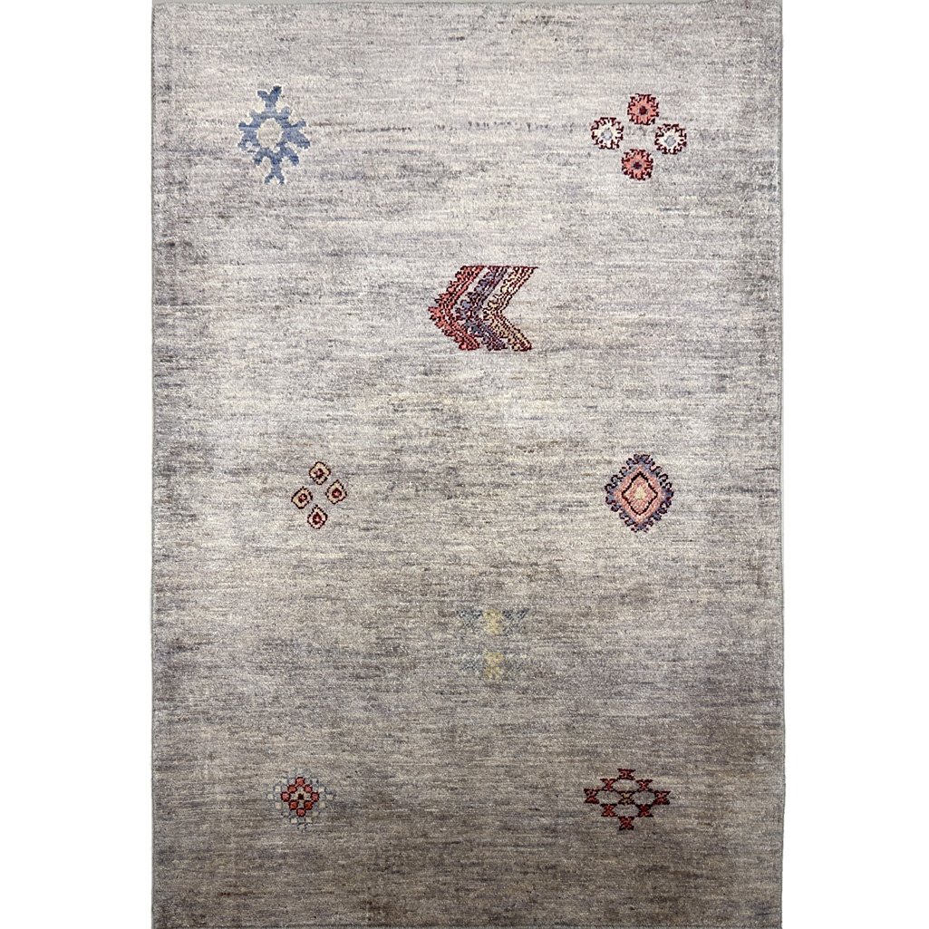 El Dokuma Gri Modern Yün Halı (100x150 cm)