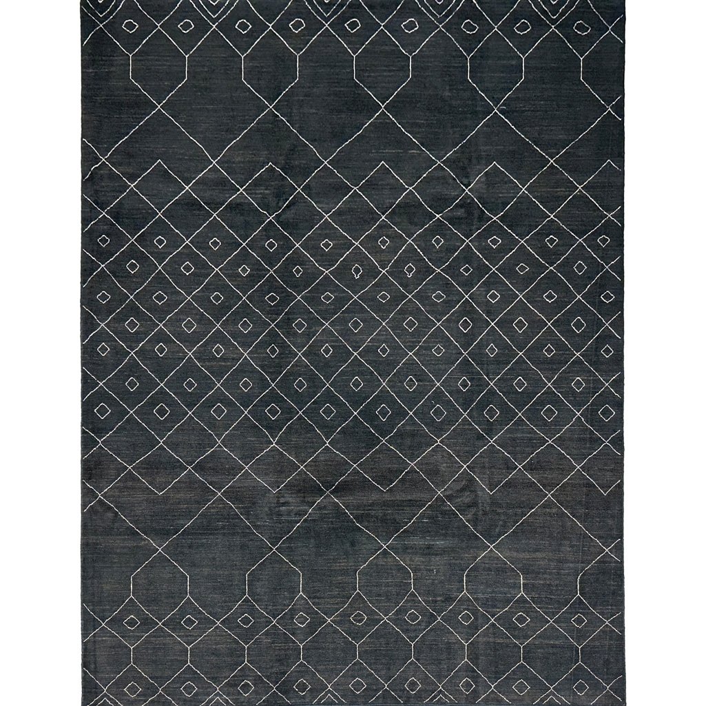 El Dokuma Siyah İskandinav Yün Halı (270x360 cm)