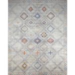 El Dokuma Gri Afgan Modern Yün Halı (275x400 cm)