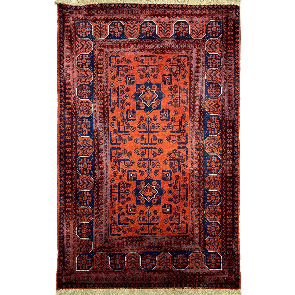 El Dokuma Afgan Bilicik İnce Dokuma Yün Halı (80x120 cm)