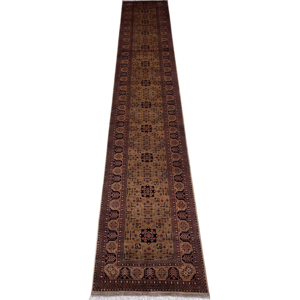El Dokuma Afgan Bilicik İnce Dokuma Yün Yolluk Halı (100x600 cm)