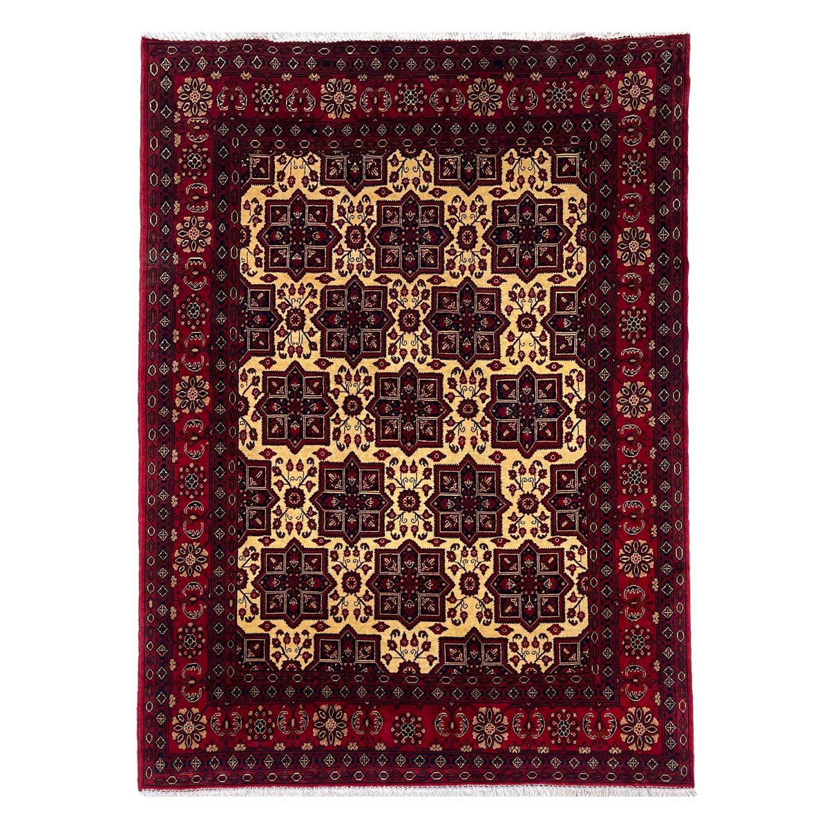 El Dokuma Afgan Bilicik İnce Dokuma Yün Halı (150x200 cm)
