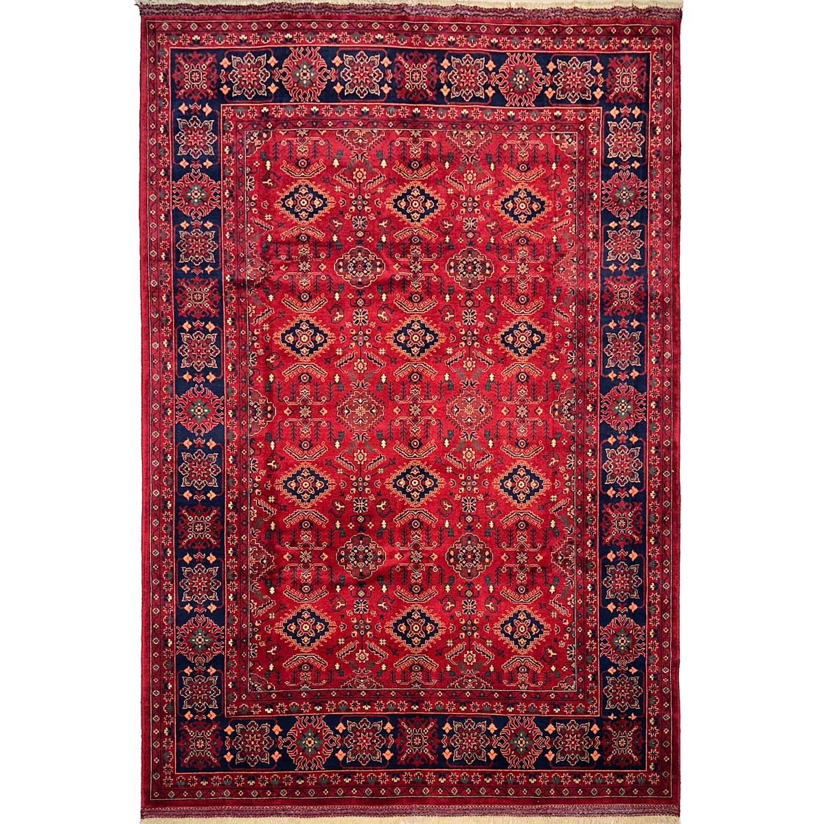 El Dokuma Afgan Khal Mohammadi Bordo Yün Halı (200x300 cm)