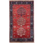 El Dokuma Kırmızı Afgan Kabile Yün Halı (95x155 cm)