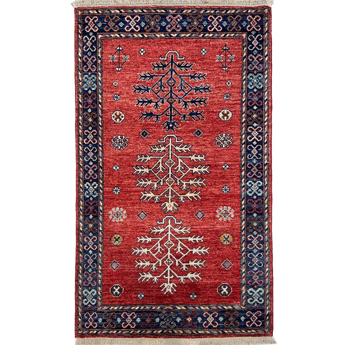 El Dokuma Kırmızı Afgan Kabile Yün Halı (95x155 cm)