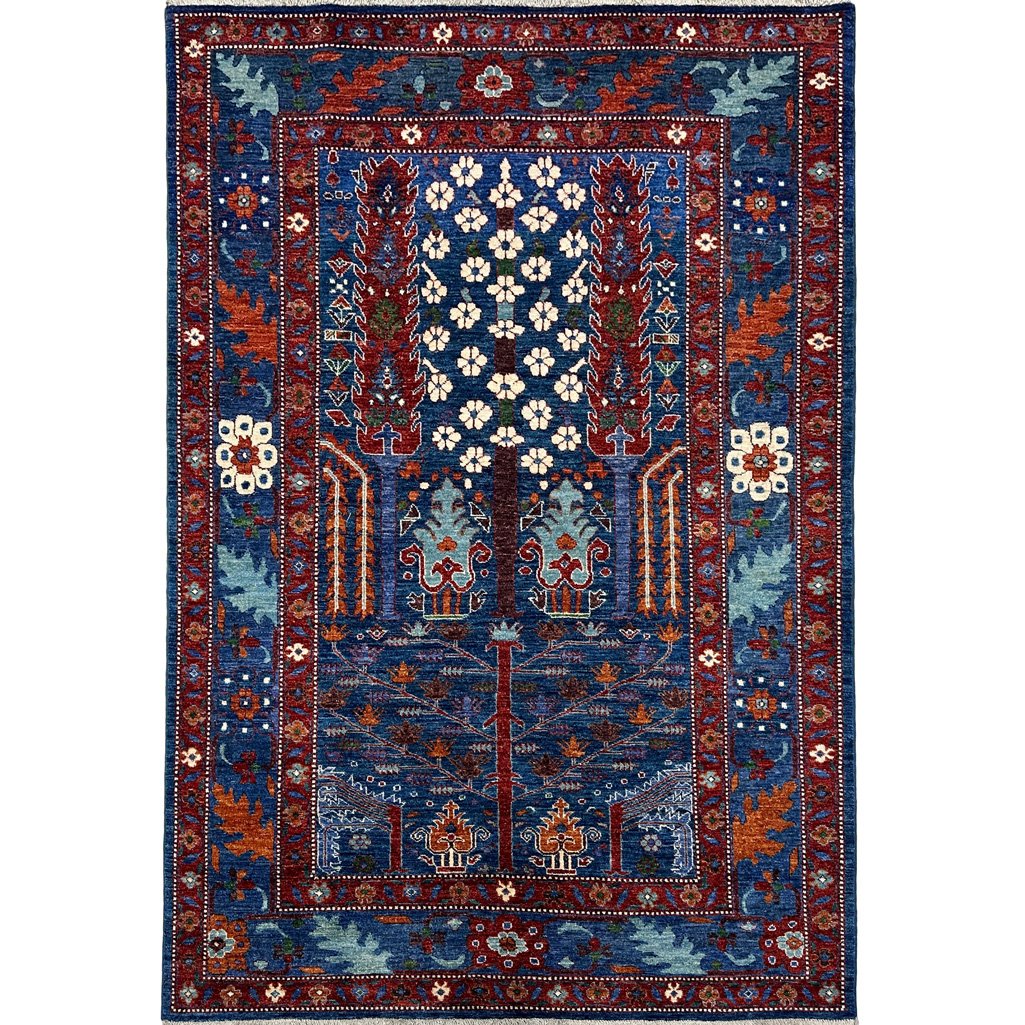 El Dokuma Ağaç Motifli Afgan Kabile Yün Halı (160x240 cm)