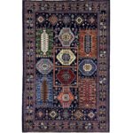 El Dokuma Lacivert Afgan Veziri Kabile Yün Halı (150x230 cm)