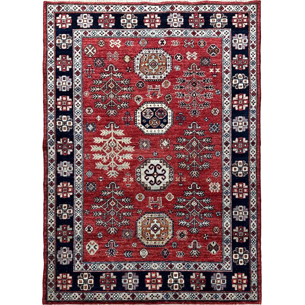El Dokuma Kırmızı Afgan Kabile Yün Halı (120x180 cm)