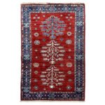 El Dokuma Kırmızı Afgan Kabile Yün Halı (100x150 cm)