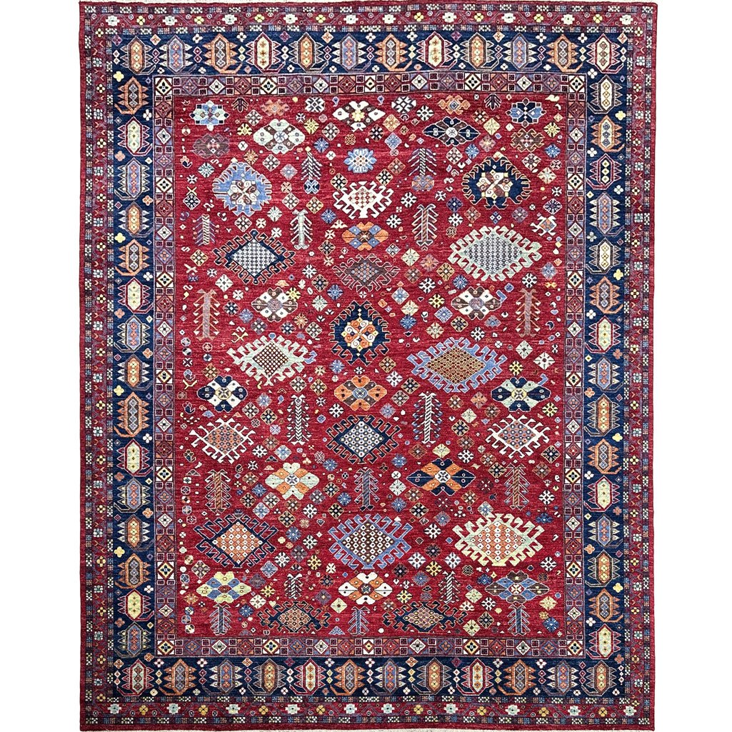 El Dokuma Kırmızı İran Kaşkai Yün Halı (270x360 cm)