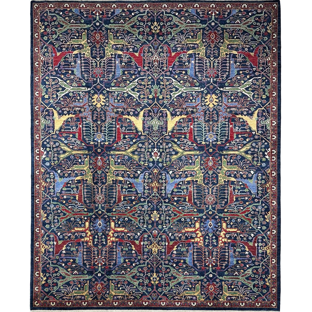 El Dokuma Lacivert İran Bidjar Tasarım Yün Halı (270x360 cm)