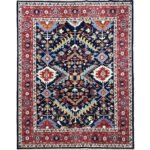 El Dokuma Lacivert İran Heris Yün Halı (250x300 cm)