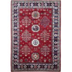 El Dokuma Bordo Afgan Kabile Yün Halı (190x270 cm)