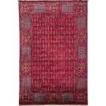 El Dokuma Bordo Afgan Yün Halı (200x300 cm)