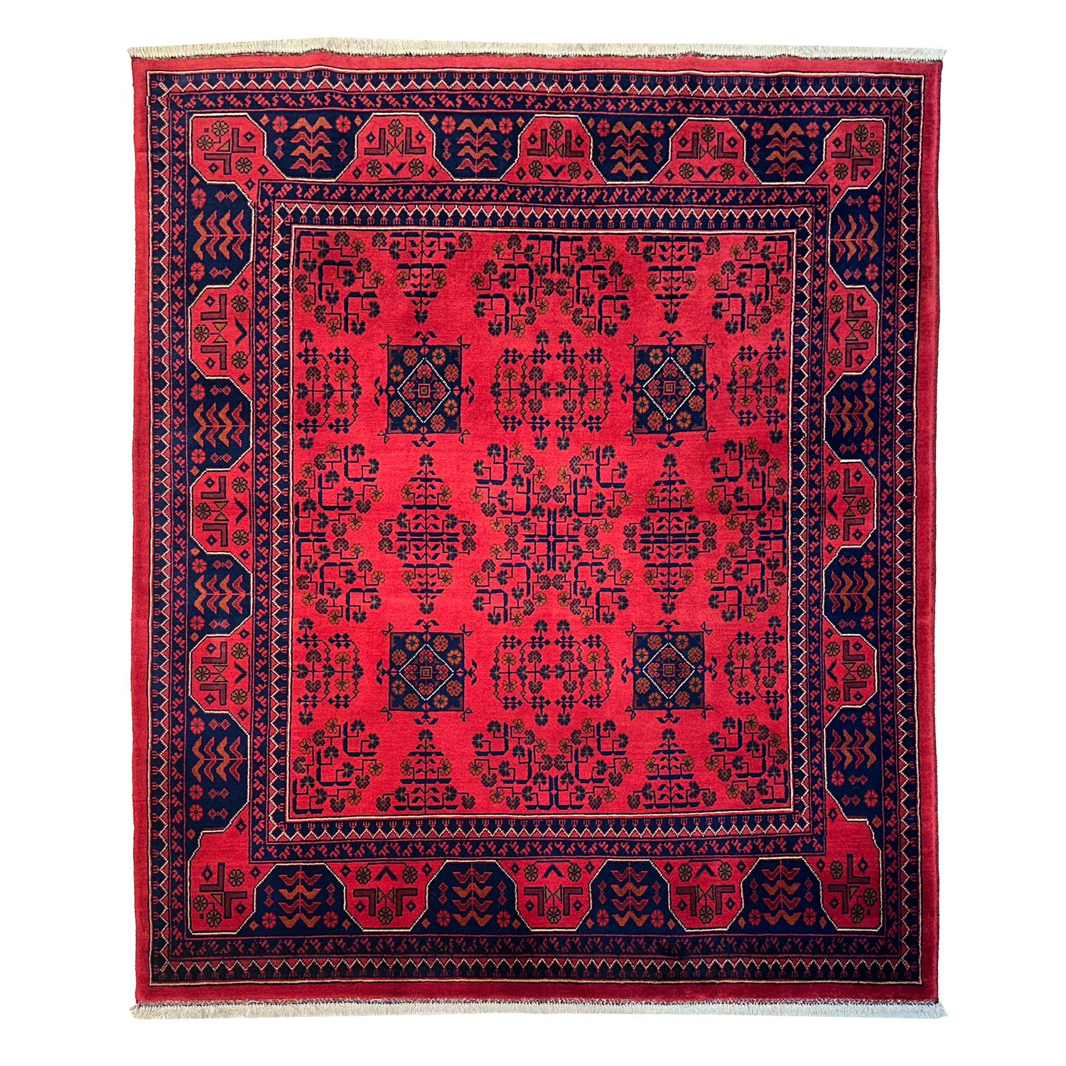 El Dokuma Afgan Khal Muhammadi Yün Halı (150x180 cm)