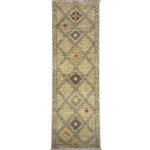El Dokuma Bej Modern Yün Yolluk Halı (60x180 cm)