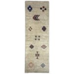 El Dokuma Bej Modern Yün Yolluk Halı (60x180 cm)