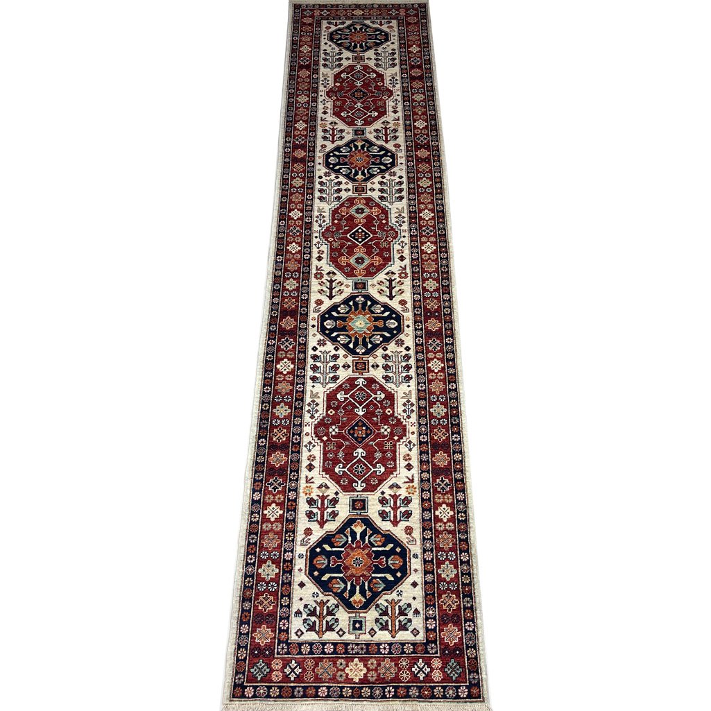 El Dokuma Afgan Kabile Yün Yolluk Halı (85x390 cm)