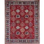 El Dokuma Bordo Afgan Kabile Yün Halı (270x370 cm)