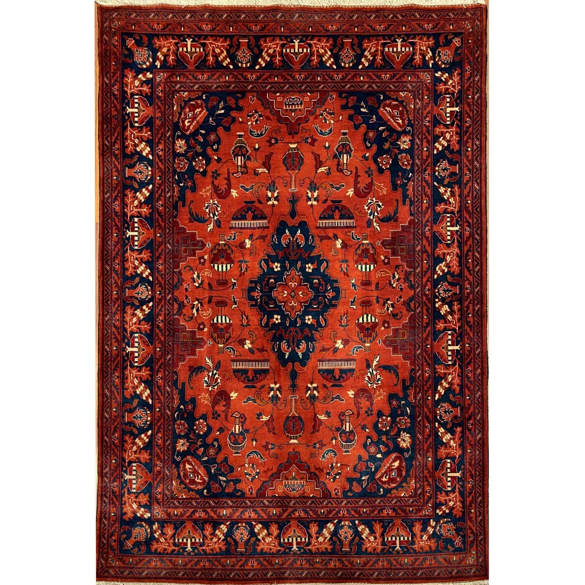 El Dokuma Afgan Bilicik Madalyon İnce Dokuma Yün Halı (150x215 cm)