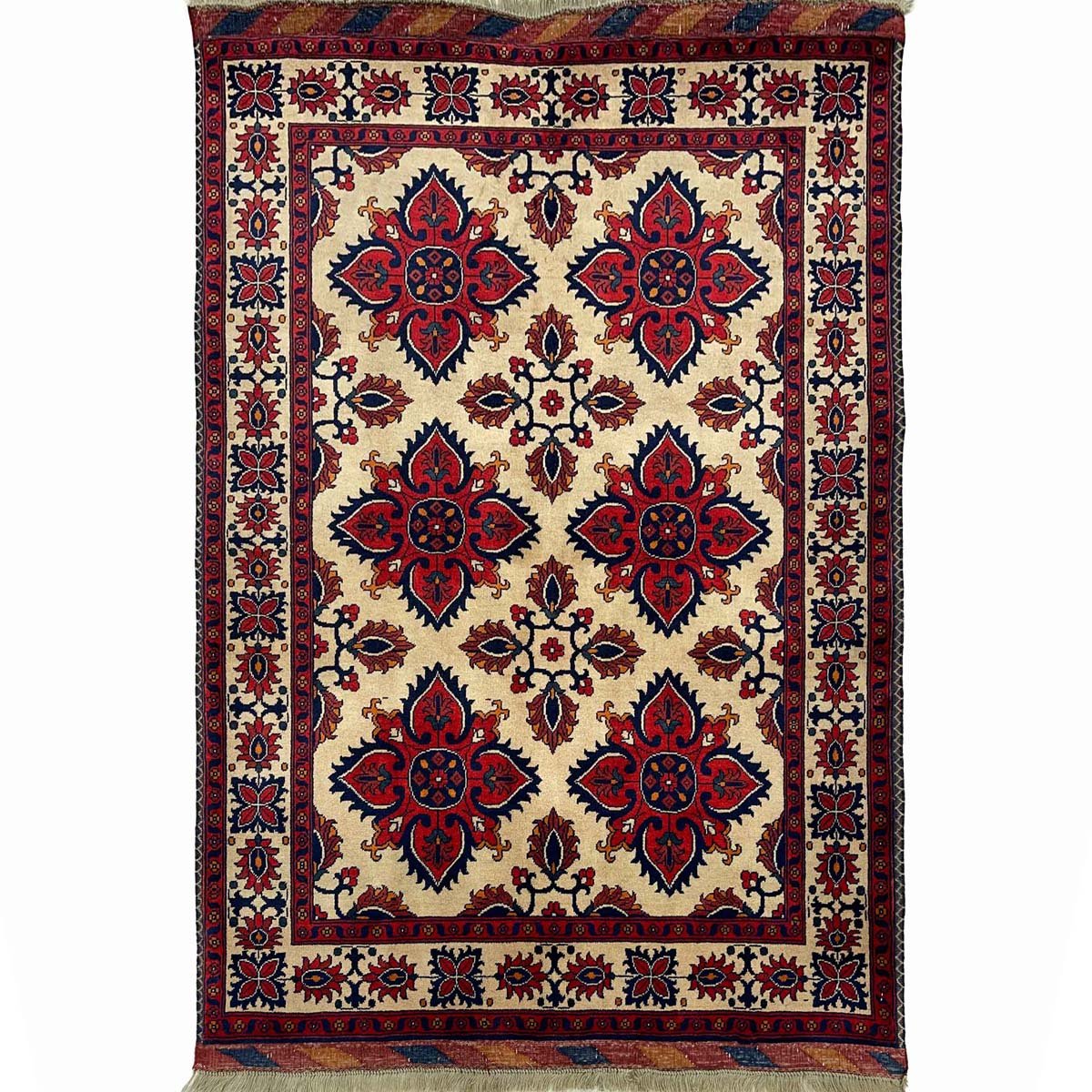 El Dokuma Afgan Bilicik İnce Dokuma Yün Halı (105x135 cm)