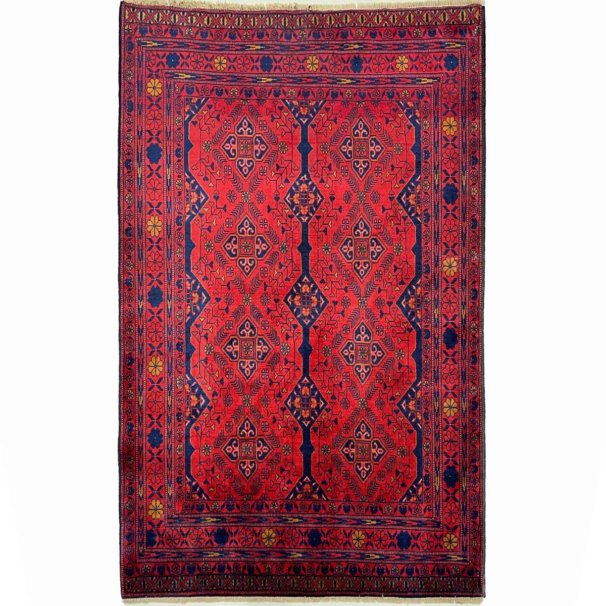 El Dokuma Afgan Bilicik İnce Dokuma Yün Halı (100x145 cm)