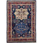 El Dokuma Mavi Afgan Kabile Yün Halı (80x120 cm)