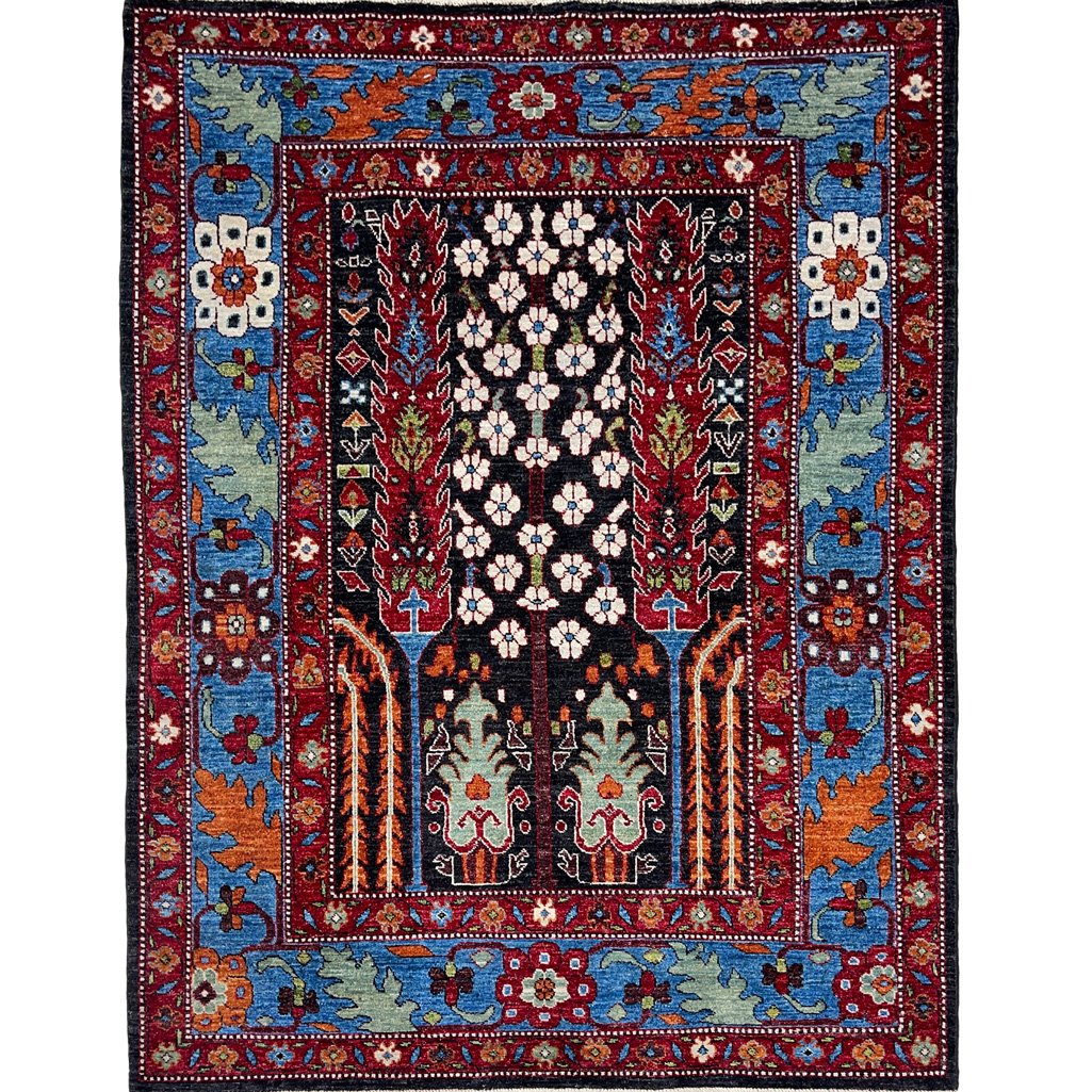 El Dokuma Ağaç Motifli Afgan Kabile Yün Halı (150x200 cm)