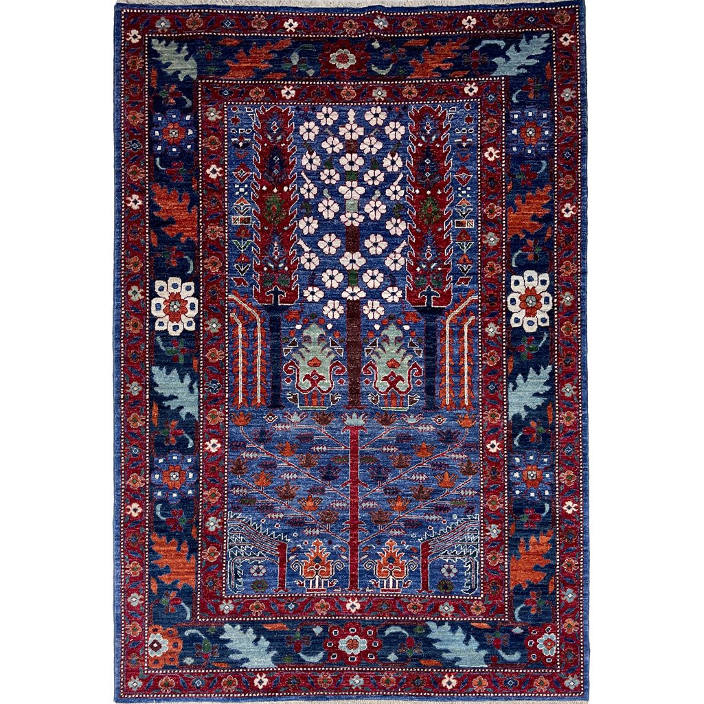 El Dokuma Ağaç Motifli Afgan Kabile Yün Halı (155x245 cm)