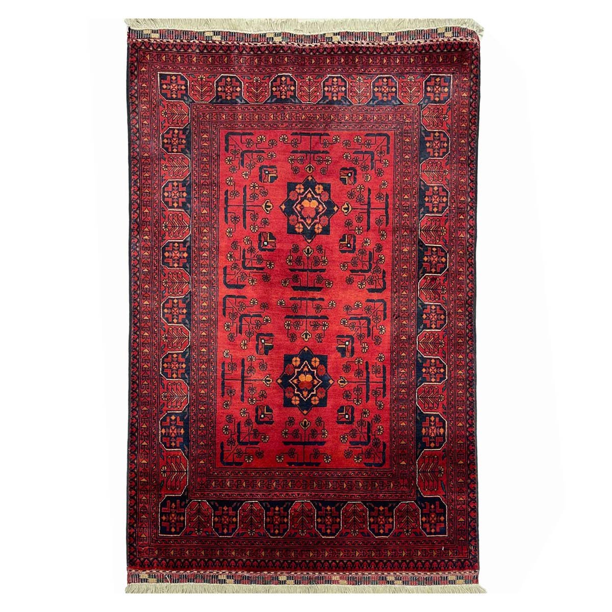 El Dokuma Afgan Bilicik İnce Dokuma Yün Halı (80x120 cm)