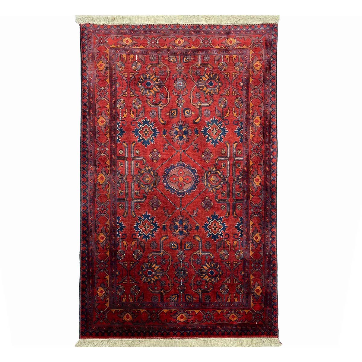 El Dokuma Afgan Bilicik İnce Dokuma Yün Halı (80x115 cm)