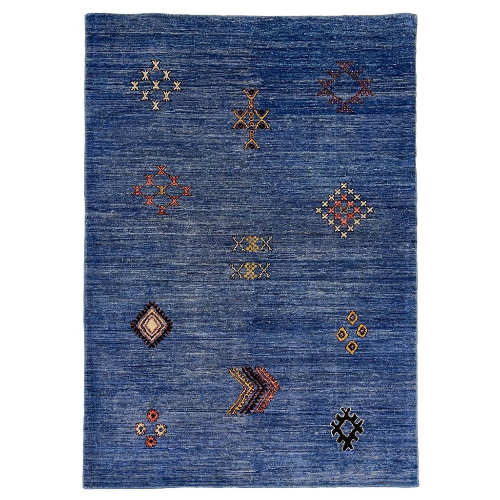 El Dokuma Mavi Modern Yün Halı (120x180 cm)